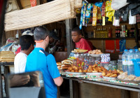 Michel negotiating some food before…