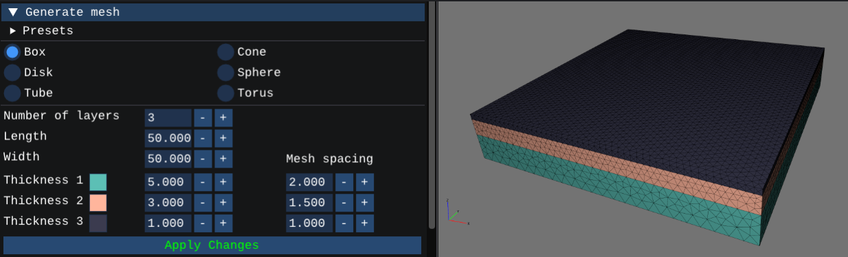 Generate Mesh panel