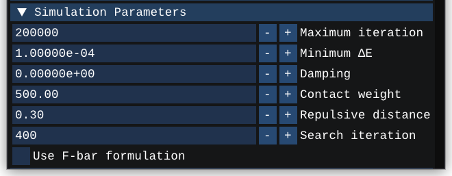 simulation parameters